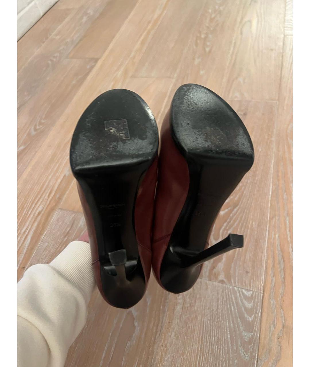 SAINT LAURENT Коричневые кожаные туфли, фото 5