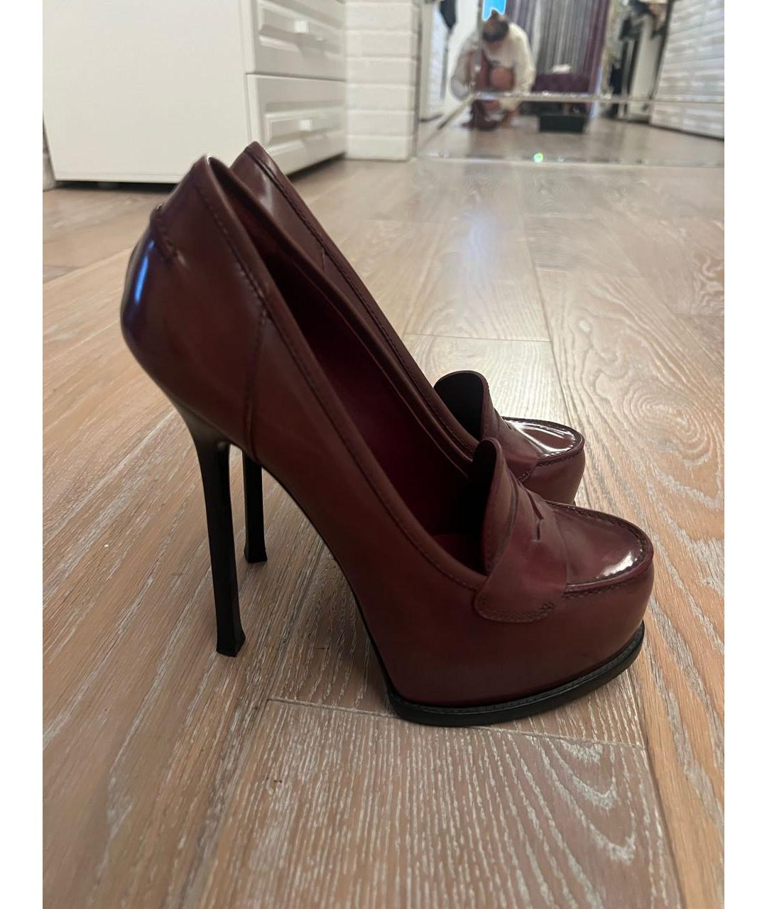 SAINT LAURENT Коричневые кожаные туфли, фото 7