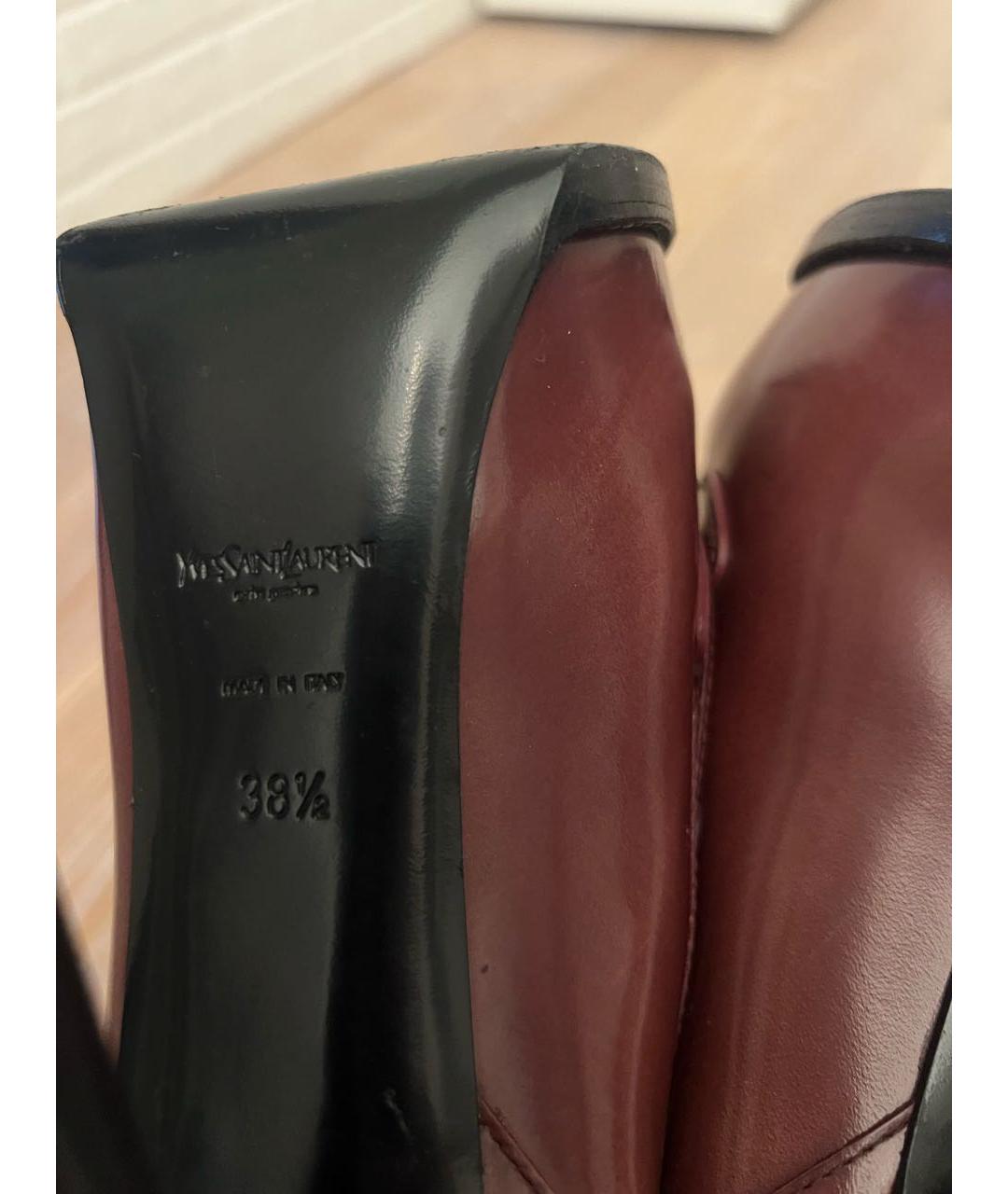 SAINT LAURENT Коричневые кожаные туфли, фото 6