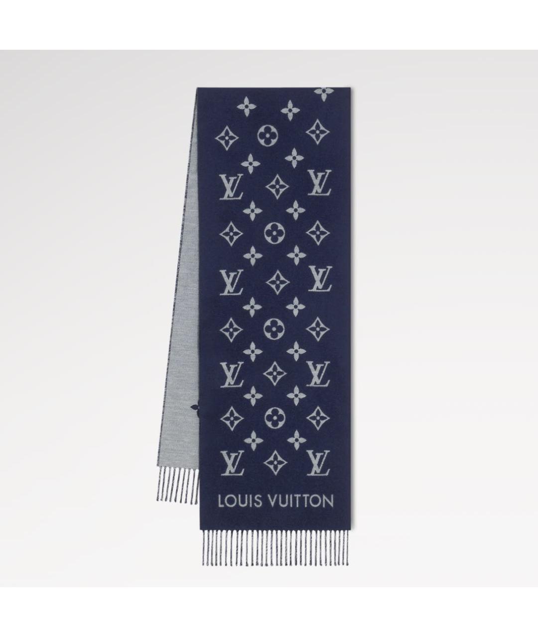 LOUIS VUITTON Темно-синий шерстяной шарф, фото 7