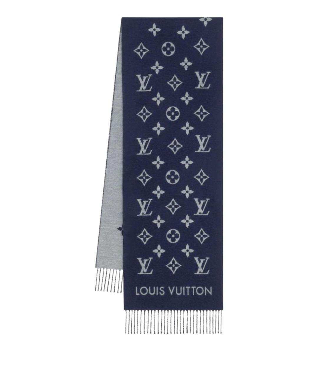 LOUIS VUITTON Темно-синий шерстяной шарф, фото 1