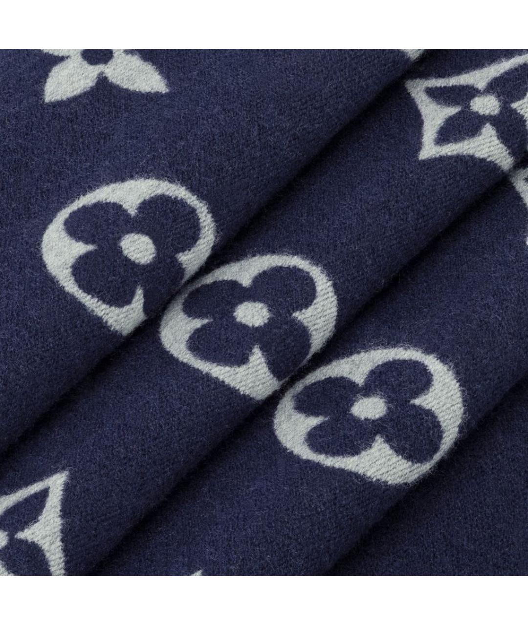 LOUIS VUITTON Темно-синий шерстяной шарф, фото 4