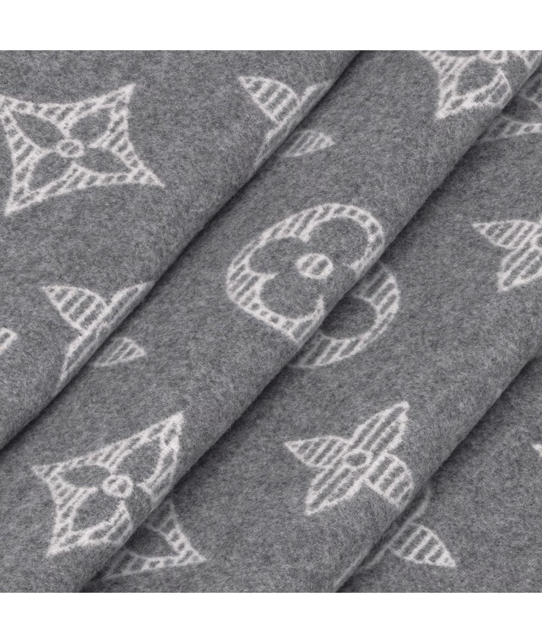 LOUIS VUITTON Серый шерстяной шарф, фото 4