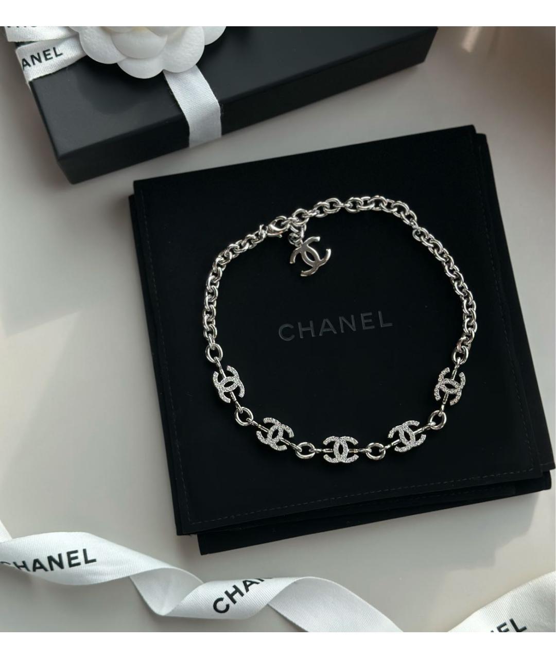 CHANEL Серебрянный металлический чокер, фото 2