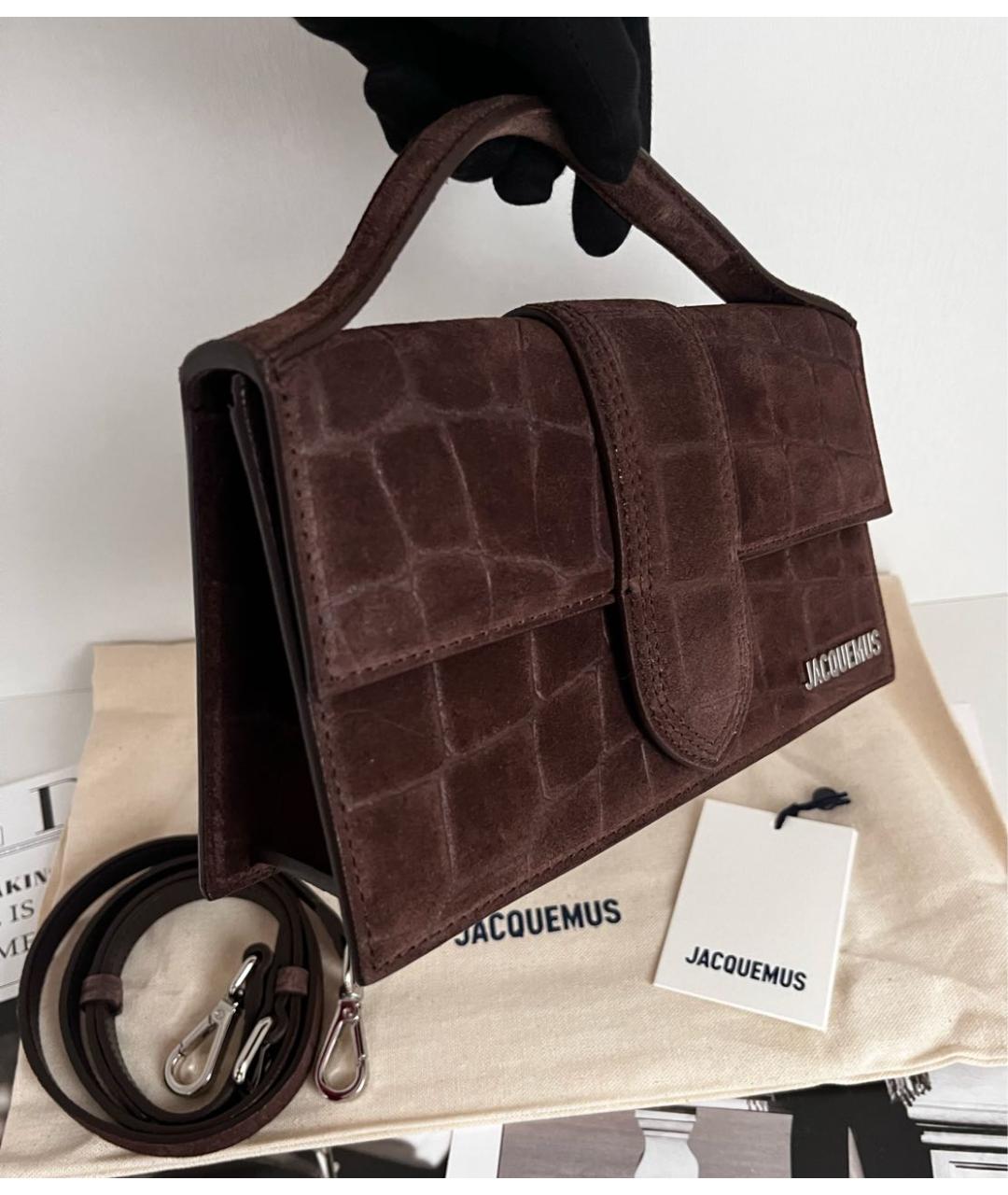 JACQUEMUS Коричневая кожаная сумка через плечо, фото 7