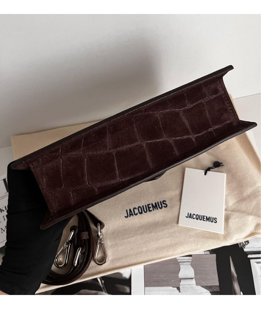 JACQUEMUS Коричневая кожаная сумка через плечо, фото 6