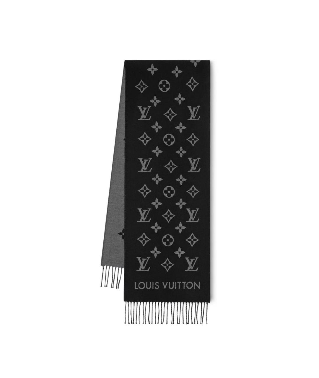 LOUIS VUITTON Черный шерстяной шарф, фото 1