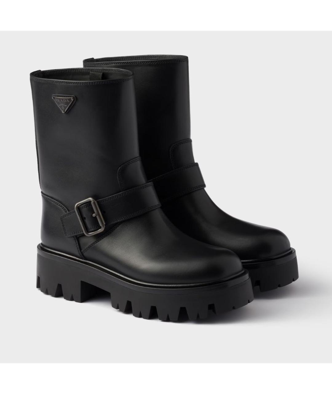 PRADA Черные кожаные полусапоги, фото 2