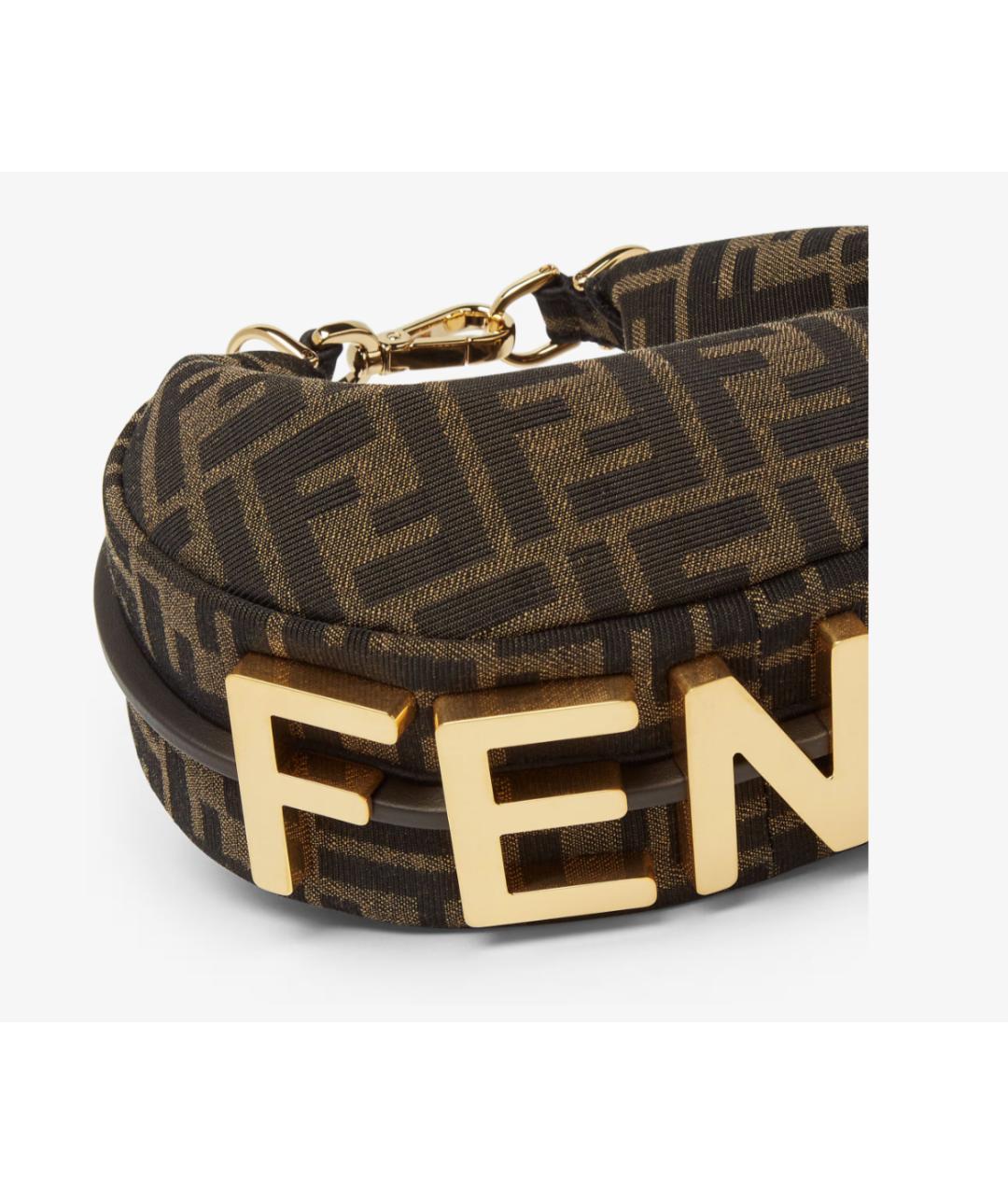 FENDI Коричневая тканевая сумка через плечо, фото 4