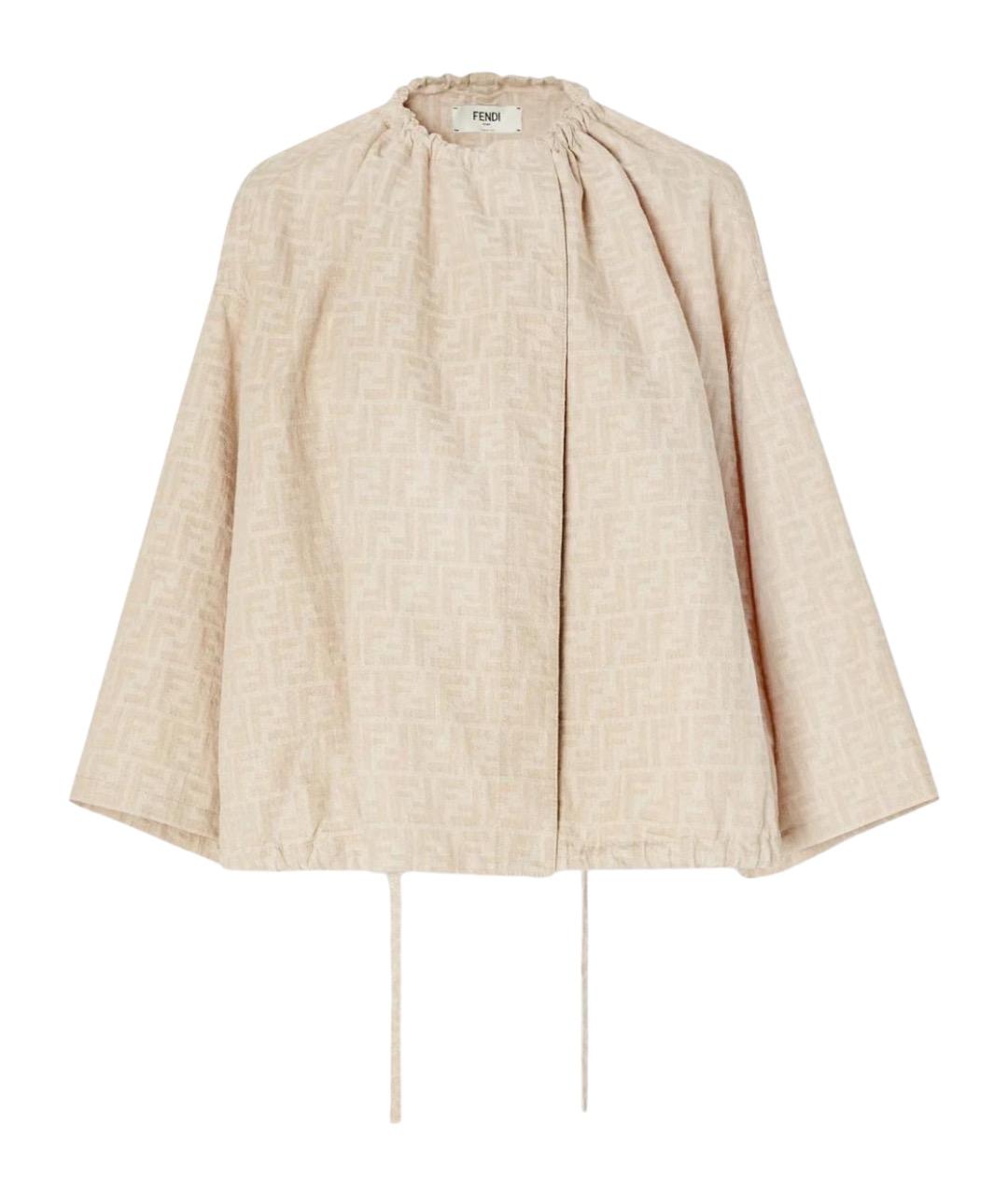 FENDI Бежевая хлопковая куртка, фото 1