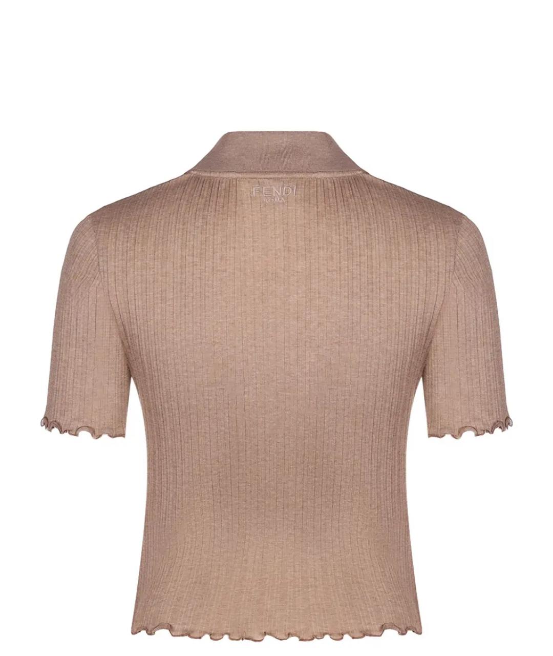 FENDI Коричневая хлопковая футболка, фото 2