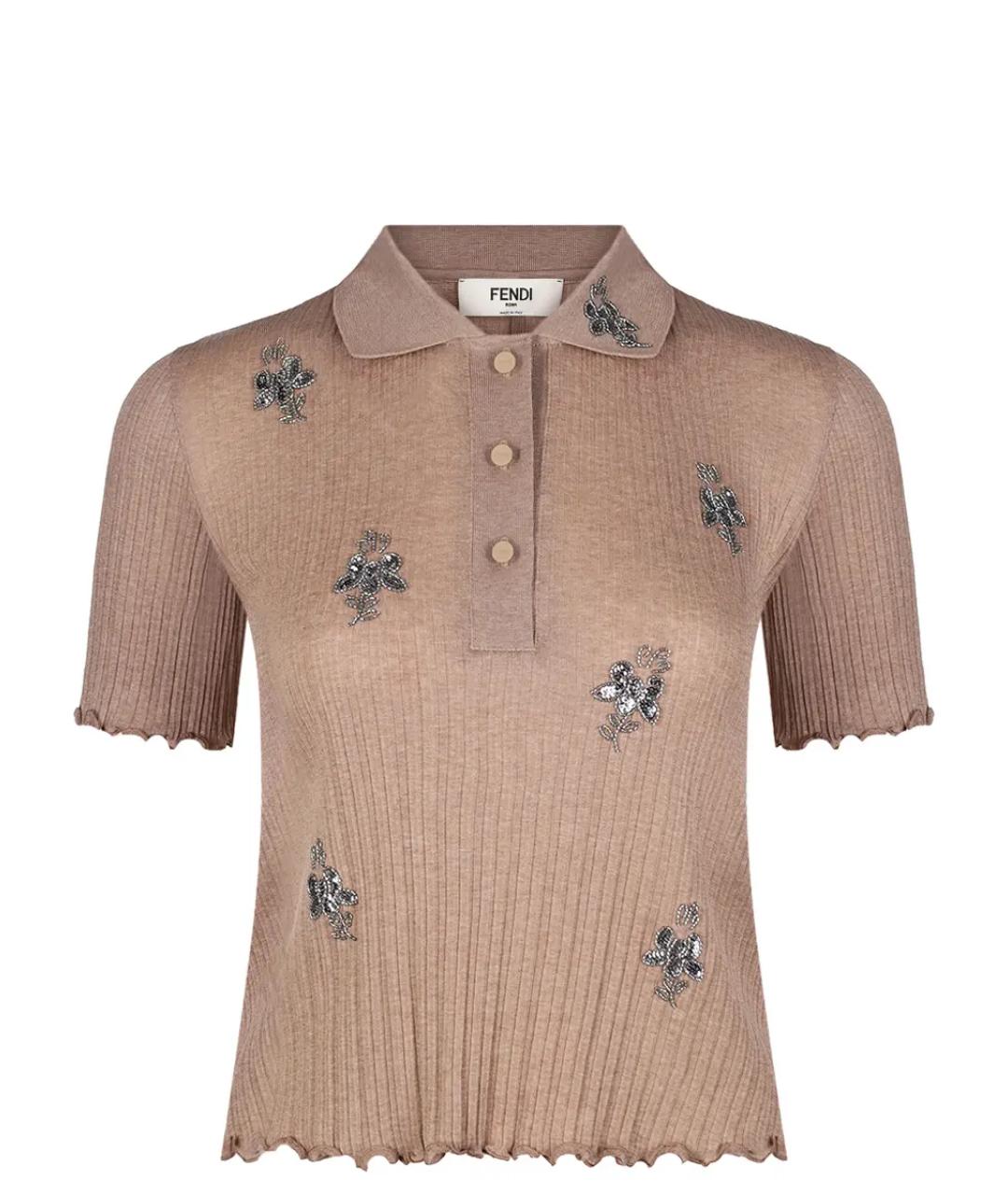 FENDI Коричневая хлопковая футболка, фото 1