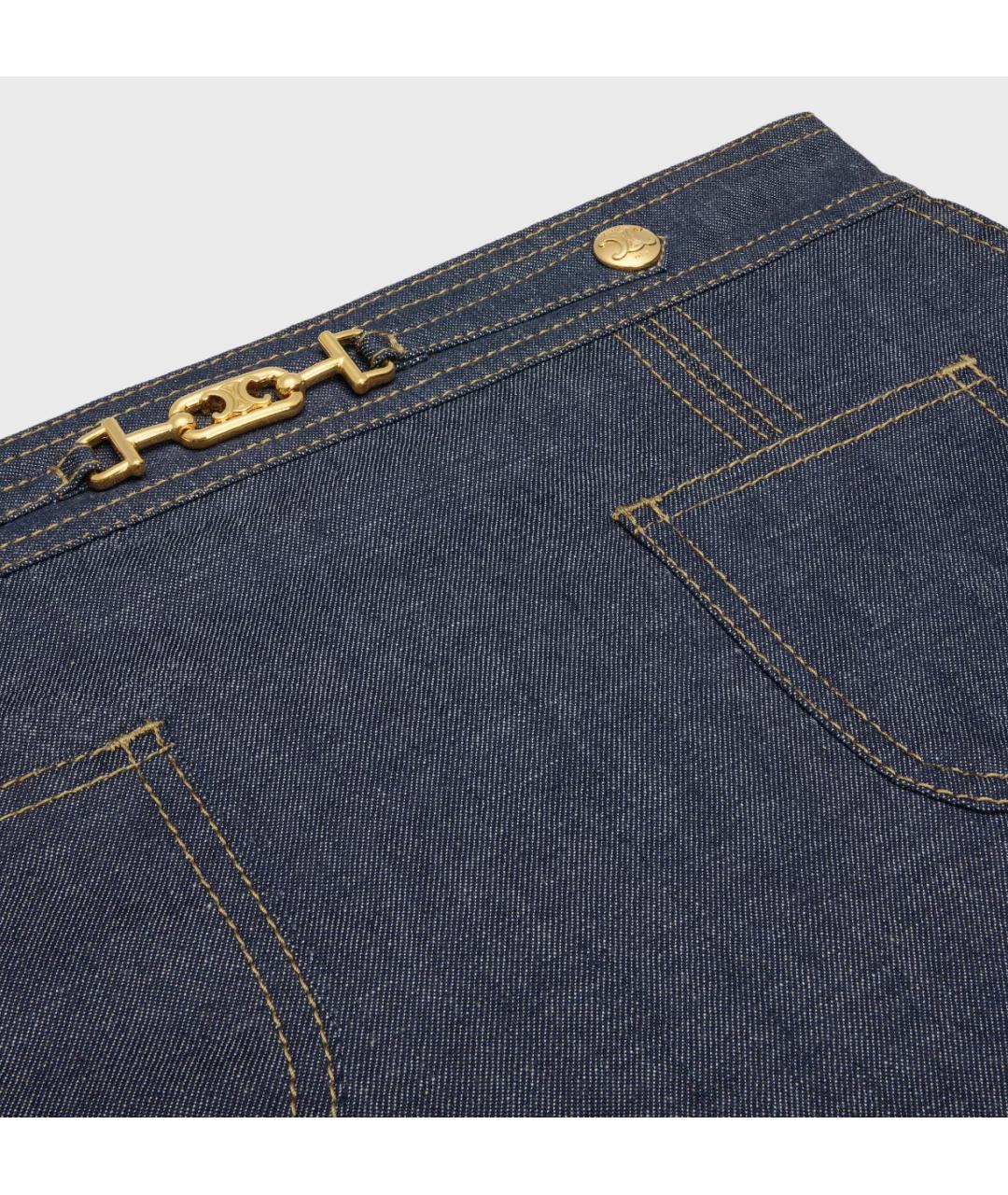 CELINE Синяя хлопковая юбка мини, фото 3