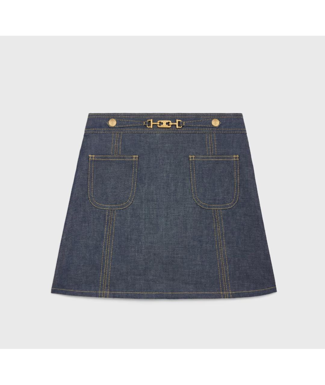 CELINE Синяя хлопковая юбка мини, фото 4