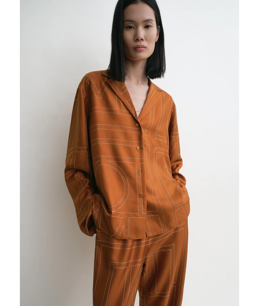 TOTEME Оранжевая шелковая рубашка, фото 5