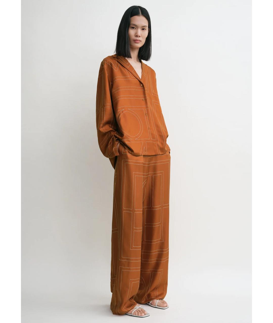 TOTEME Оранжевая шелковая рубашка, фото 2