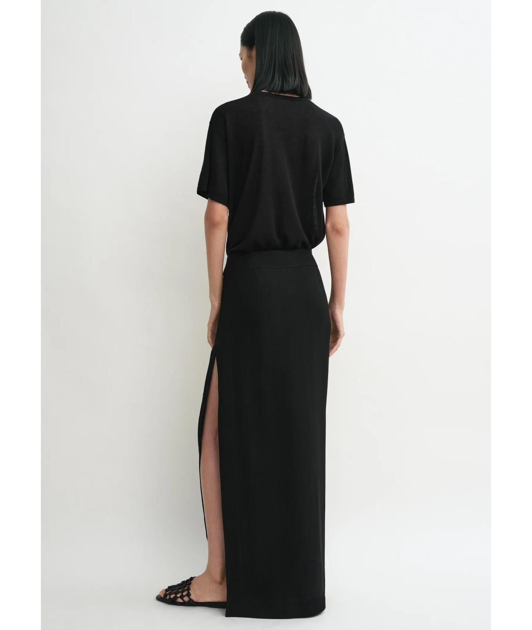 TOTEME Черная вискозная юбка макси, фото 4