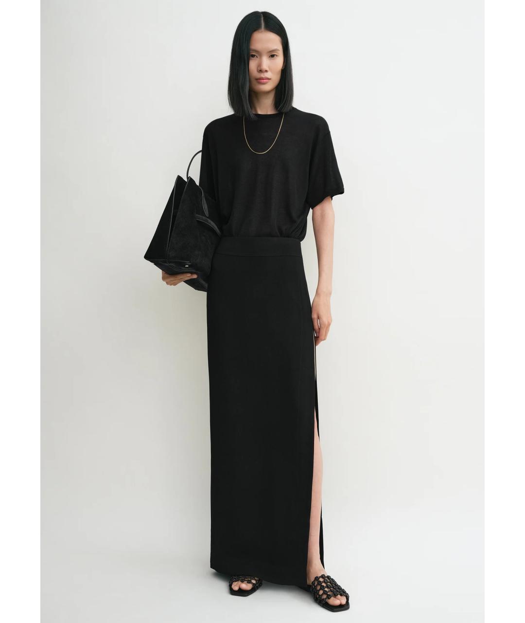 TOTEME Черная вискозная юбка макси, фото 2