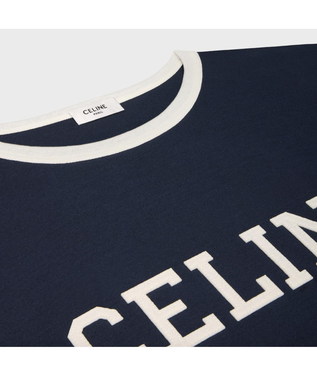 CELINE Синяя хлопковая футболка, фото 4