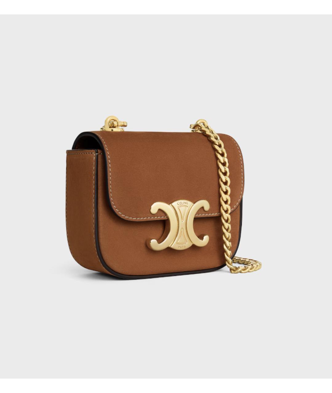 CELINE Коричневая замшевая сумка через плечо, фото 2