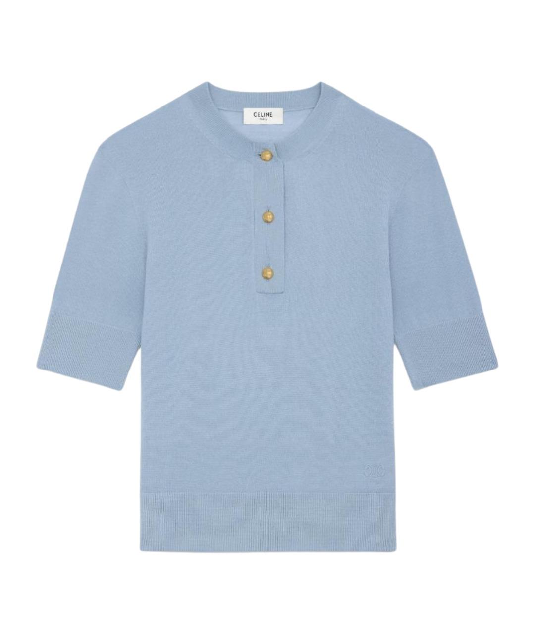CELINE Голубой шерстяной джемпер / свитер, фото 1