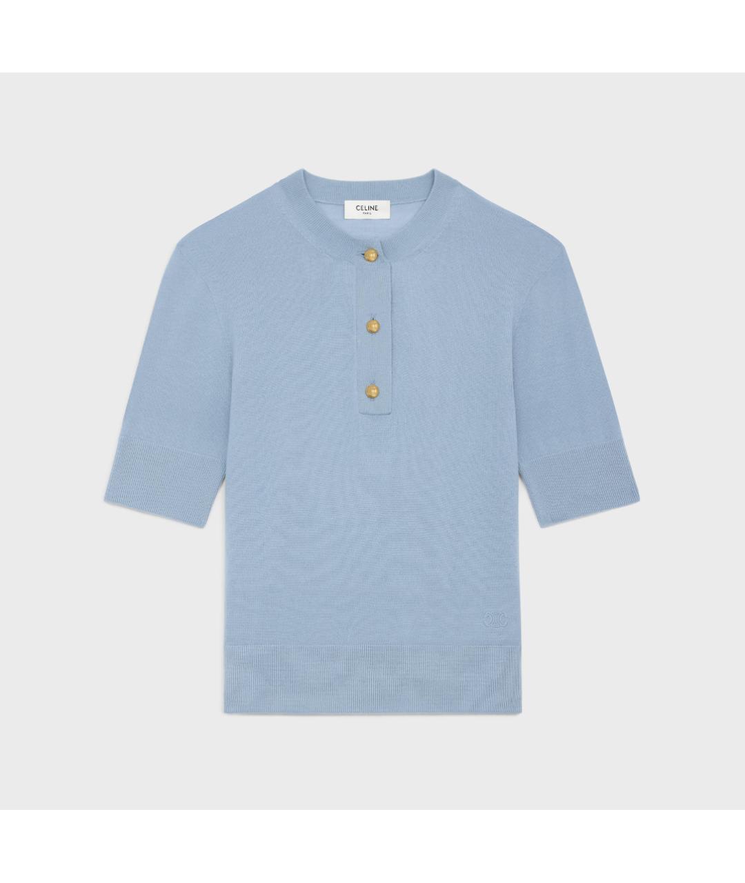 CELINE Голубой шерстяной джемпер / свитер, фото 4