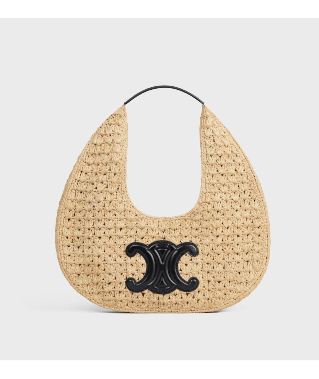 CELINE Бежевая пелетеная сумка через плечо, фото 5