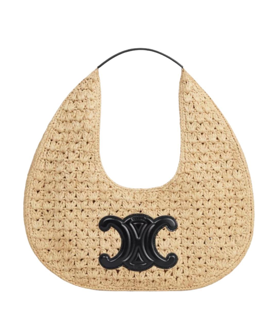 CELINE Бежевая пелетеная сумка через плечо, фото 1