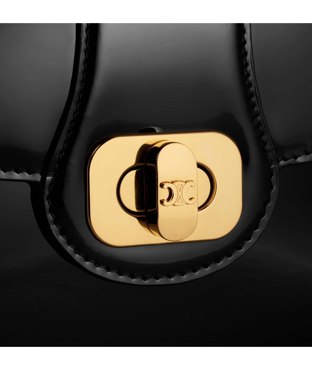 CELINE Черная сумка через плечо из лакированной кожи, фото 5