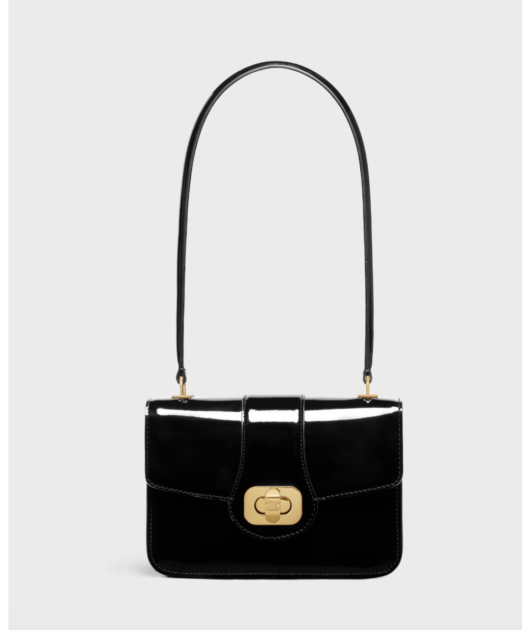 CELINE Черная сумка через плечо из лакированной кожи, фото 6