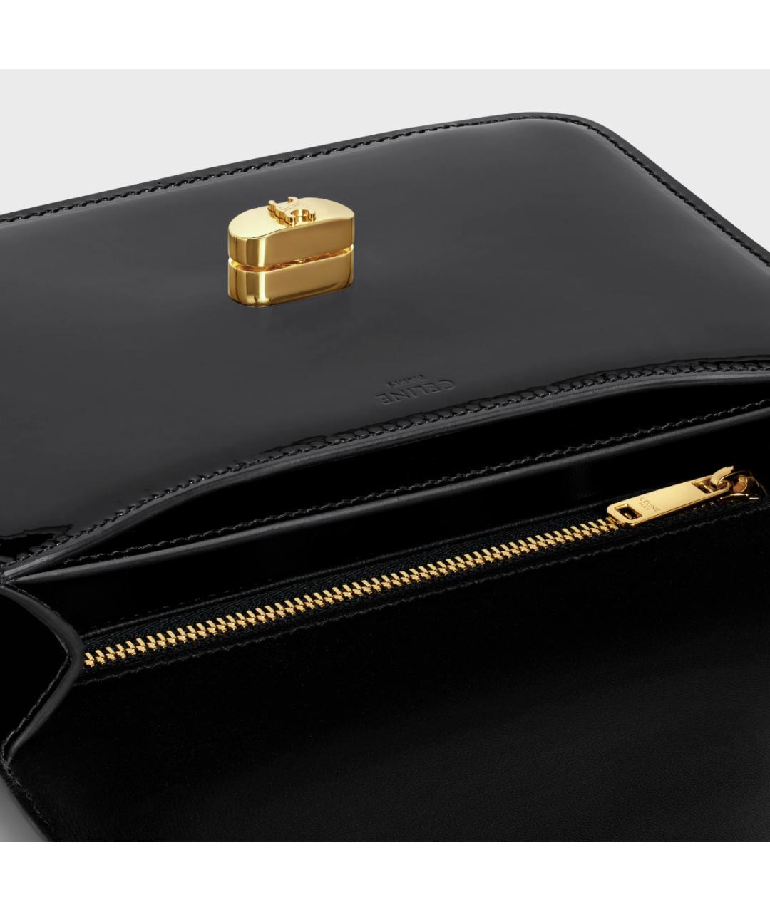 CELINE Черная сумка через плечо из лакированной кожи, фото 4