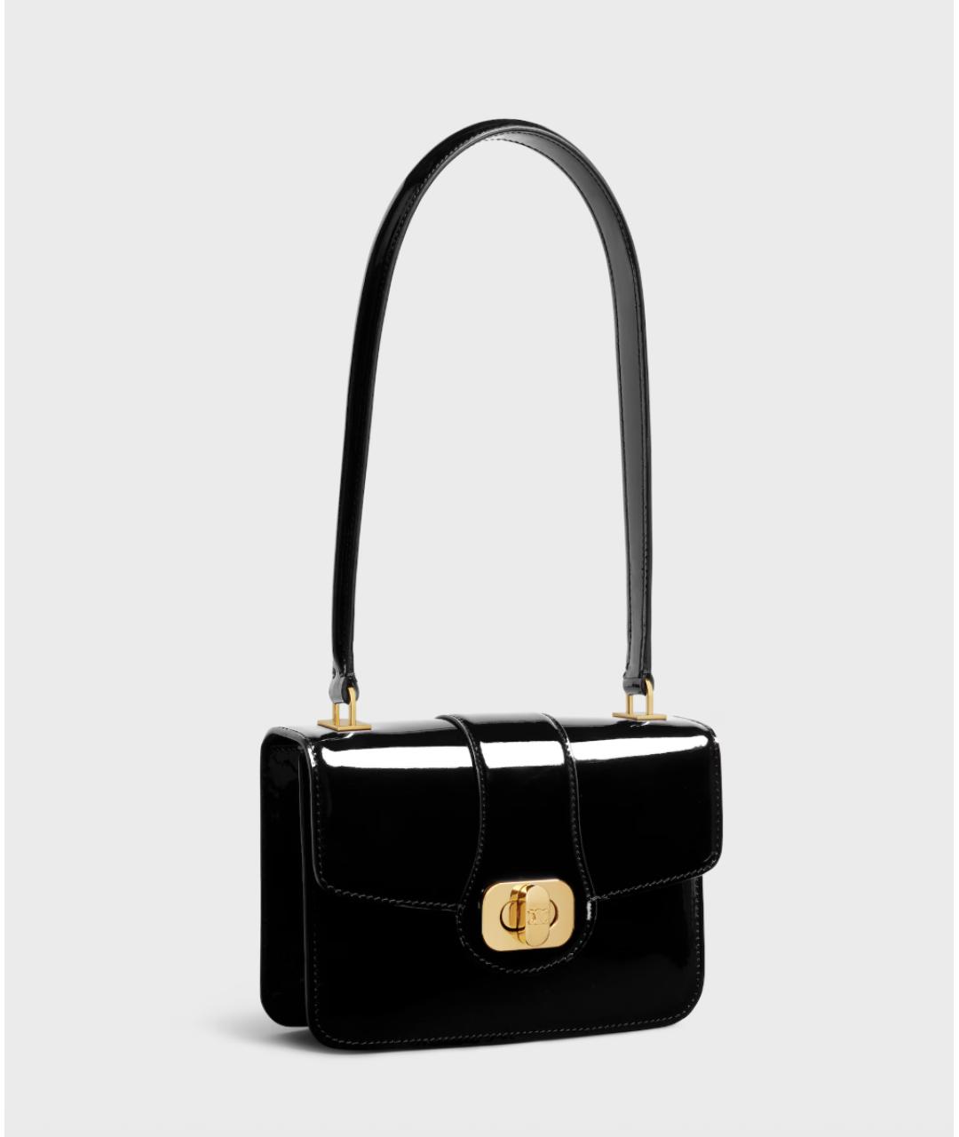 CELINE Черная сумка через плечо из лакированной кожи, фото 2