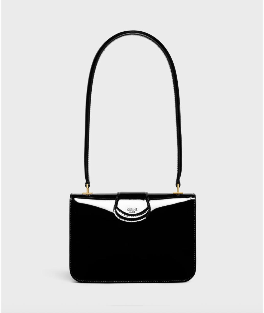 CELINE Черная сумка через плечо из лакированной кожи, фото 3