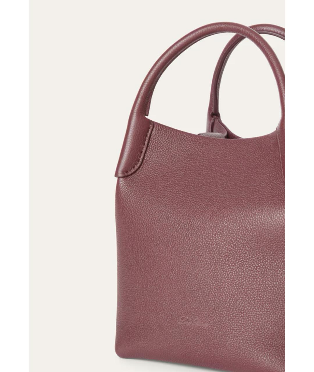 LORO PIANA Бордовая кожаная сумка тоут, фото 4