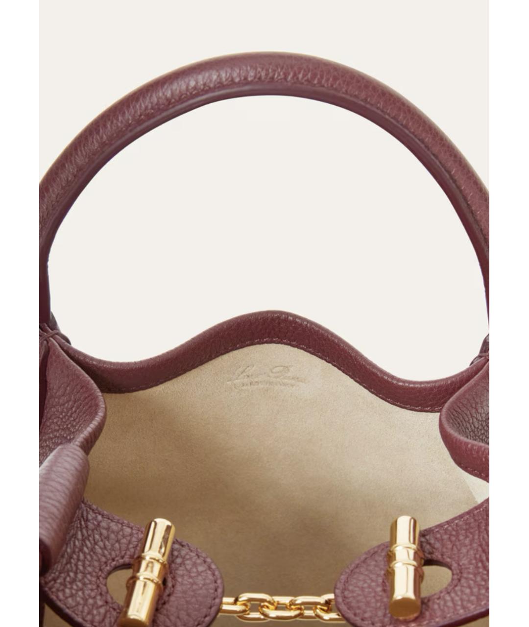 LORO PIANA Бордовая кожаная сумка тоут, фото 3