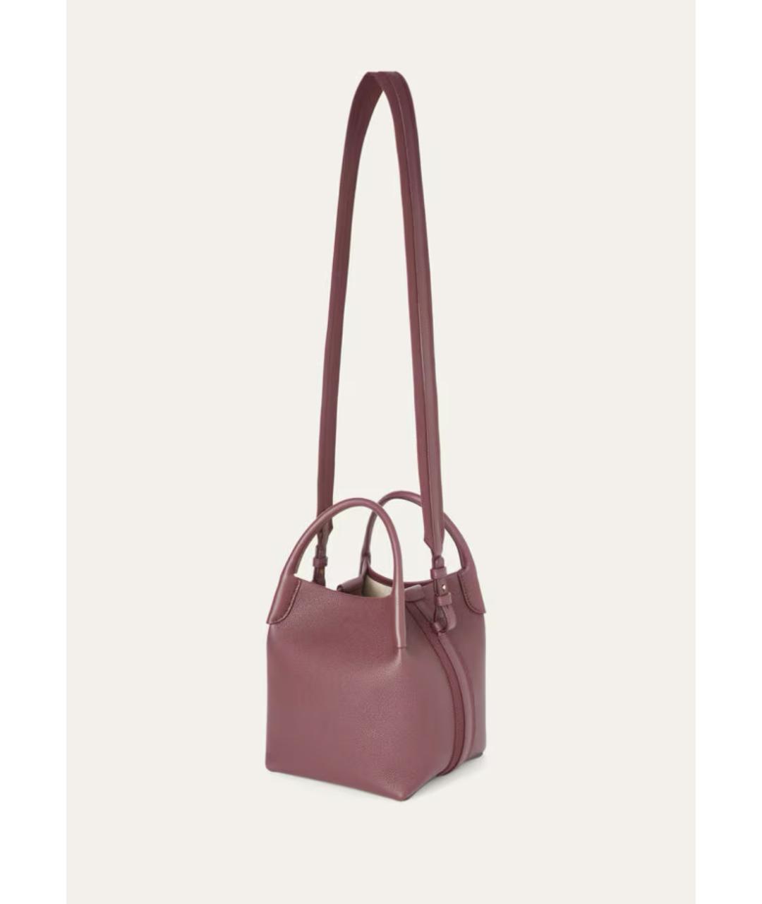 LORO PIANA Бордовая кожаная сумка тоут, фото 2