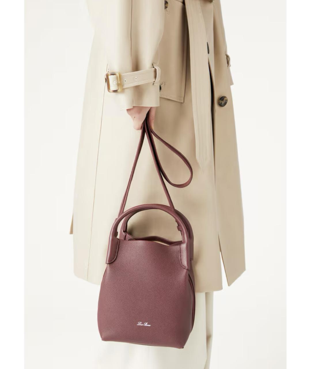 LORO PIANA Бордовая кожаная сумка тоут, фото 5