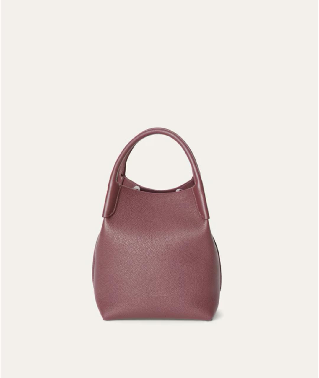 LORO PIANA Бордовая кожаная сумка тоут, фото 6