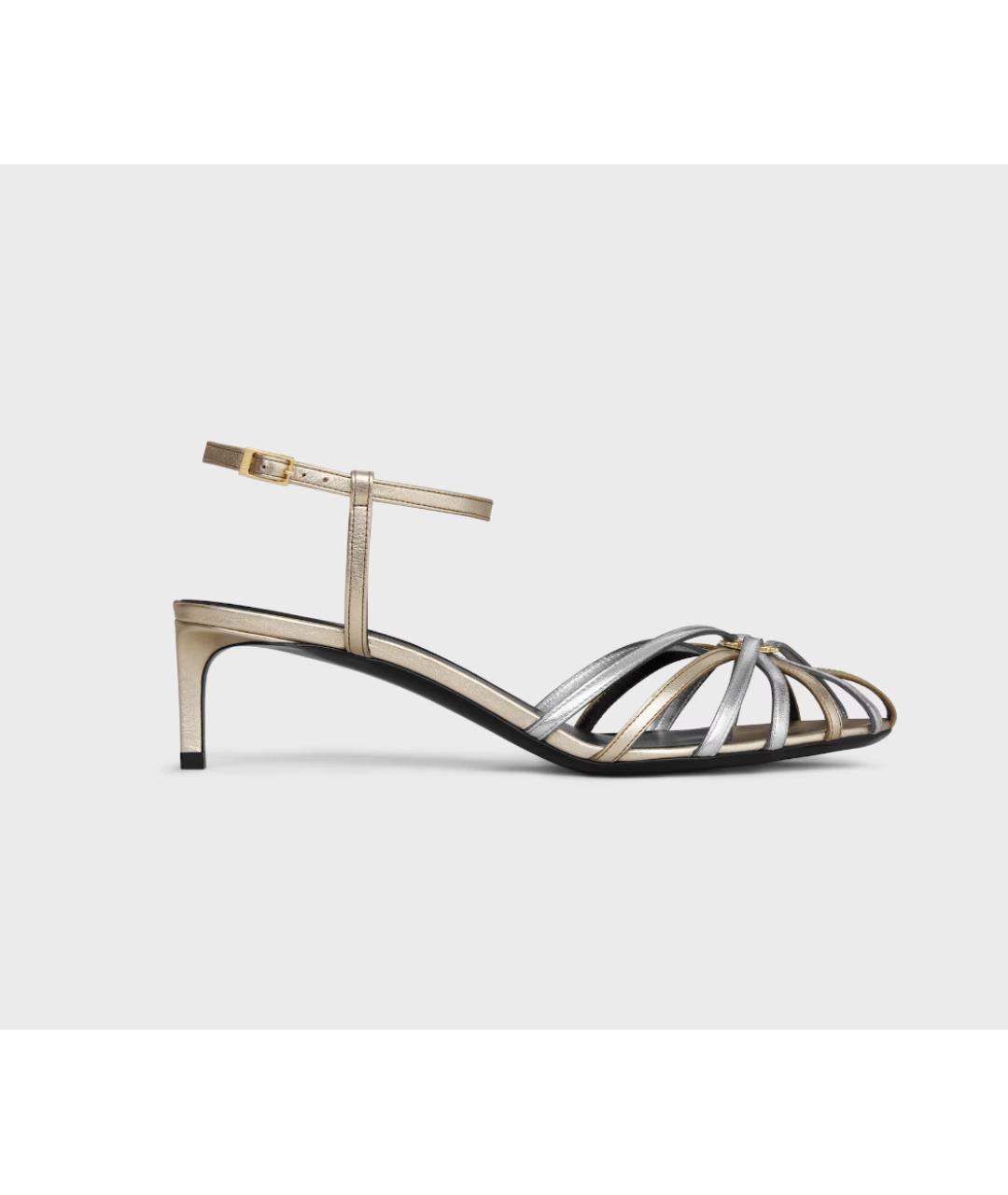 CELINE Серебряные кожаные босоножки, фото 5