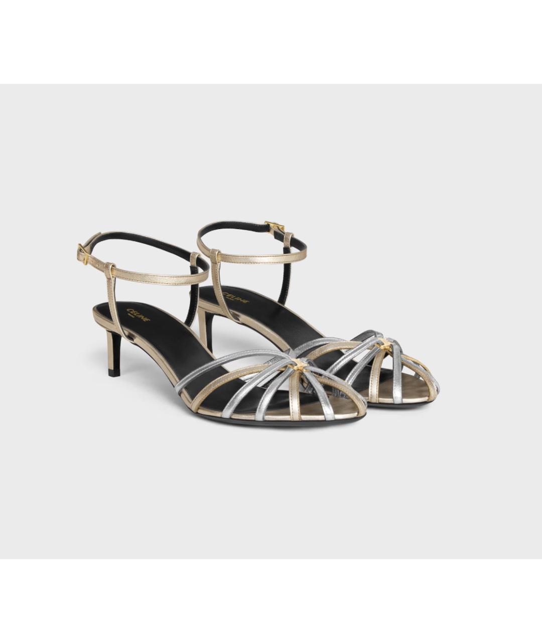 CELINE Серебряные кожаные босоножки, фото 2