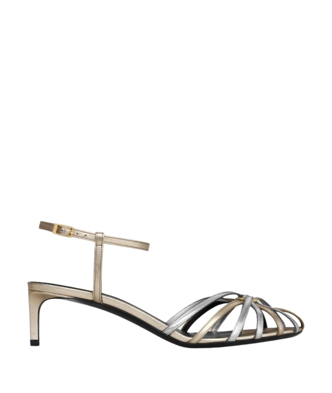 CELINE Серебряные кожаные босоножки, фото 1