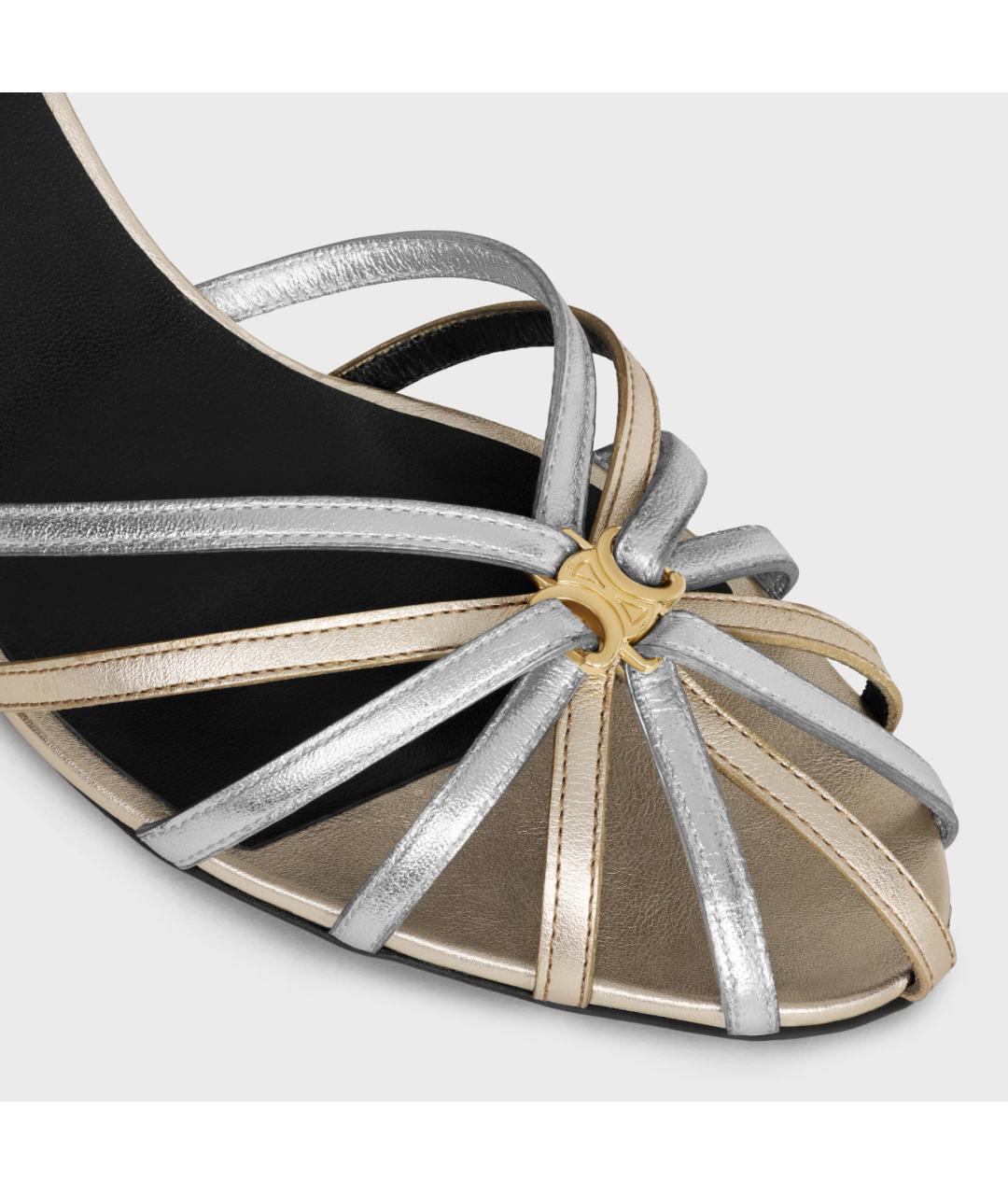 CELINE Серебряные кожаные босоножки, фото 4