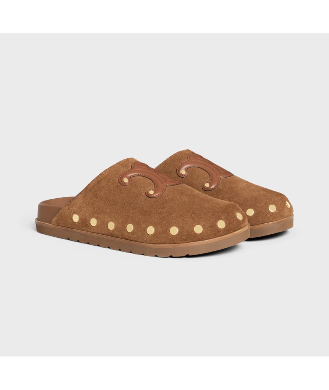 CELINE Коричневые замшевые сабо, фото 2