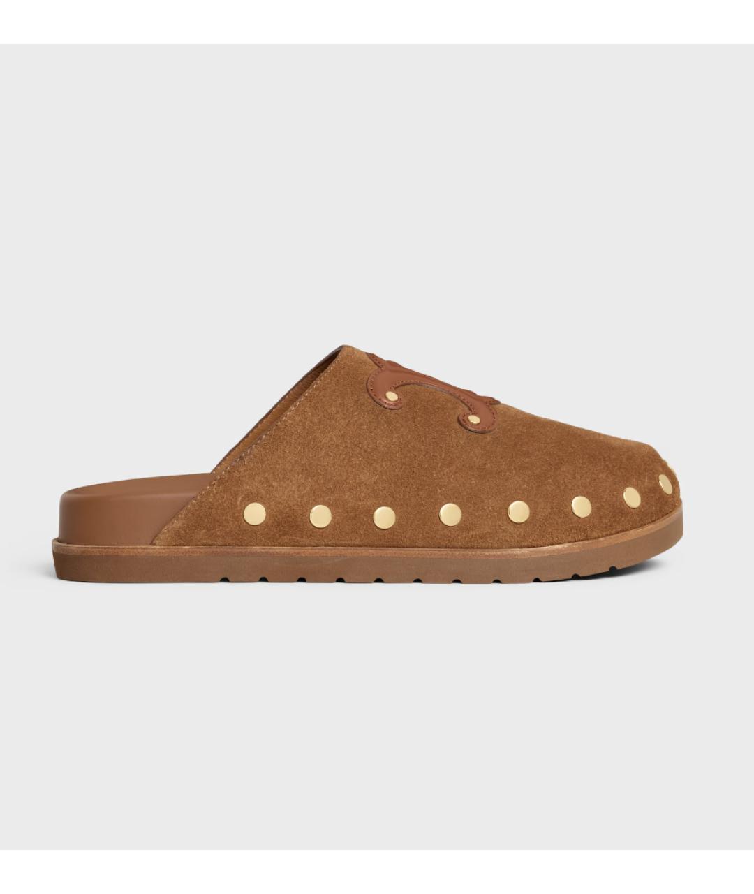 CELINE Коричневые замшевые сабо, фото 4