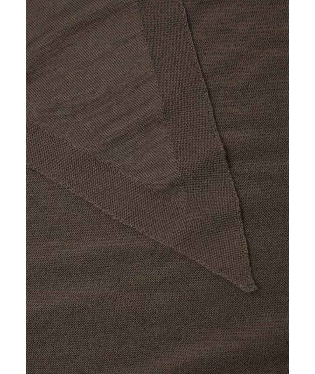 LORO PIANA Коричневый шерстяной шарф, фото 2