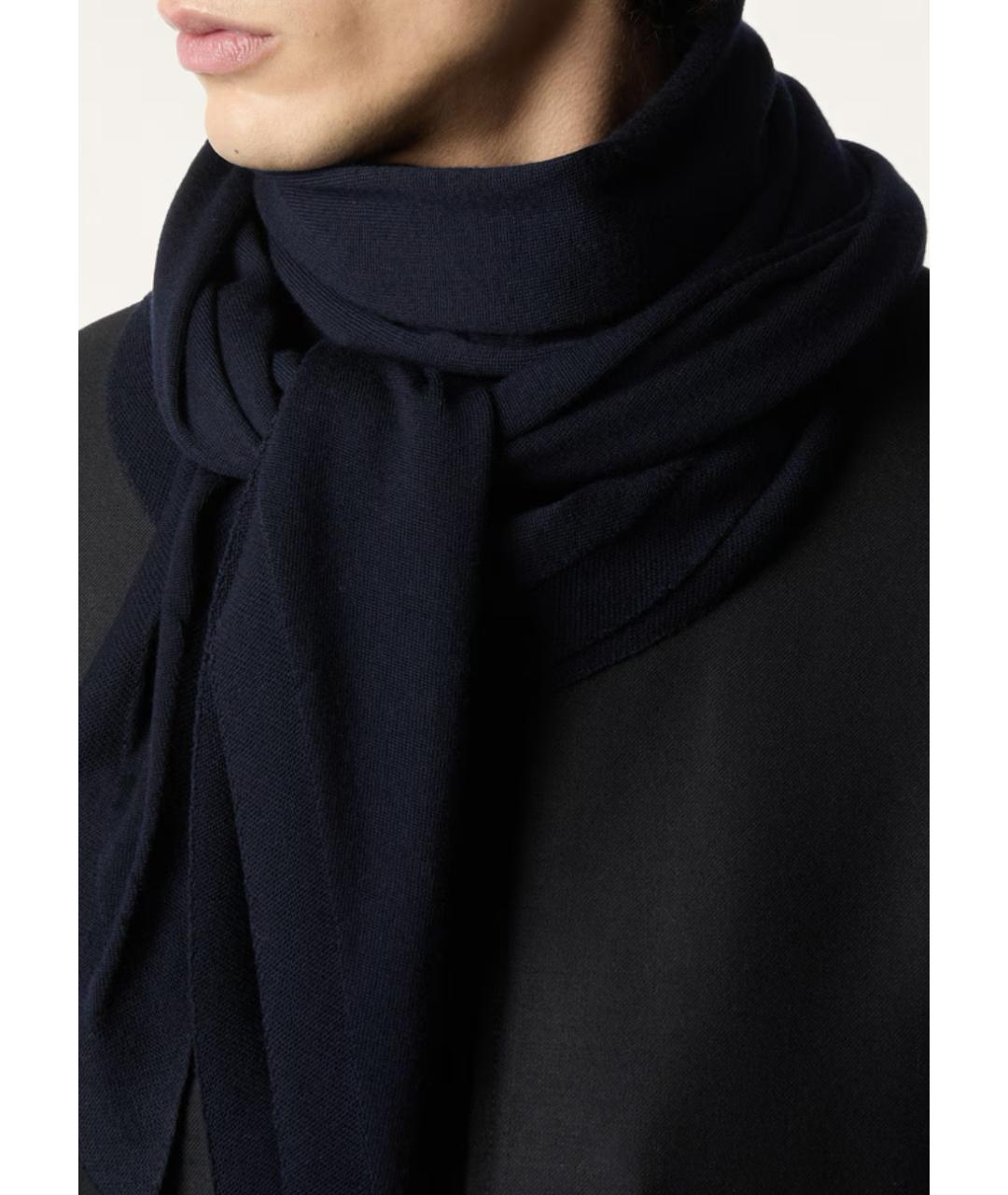 LORO PIANA Синий шерстяной шарф, фото 2