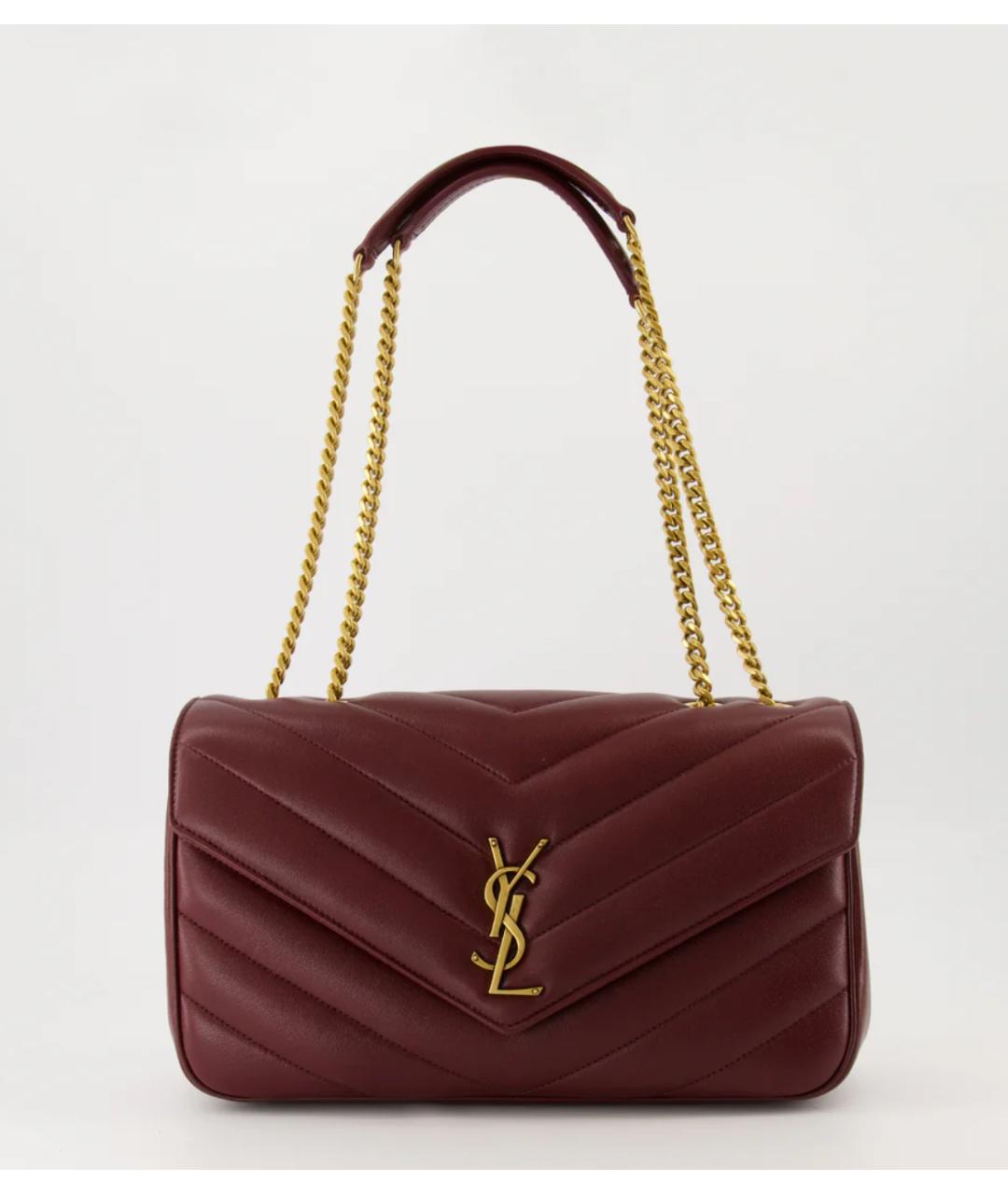 SAINT LAURENT Бордовая кожаная сумка через плечо, фото 4