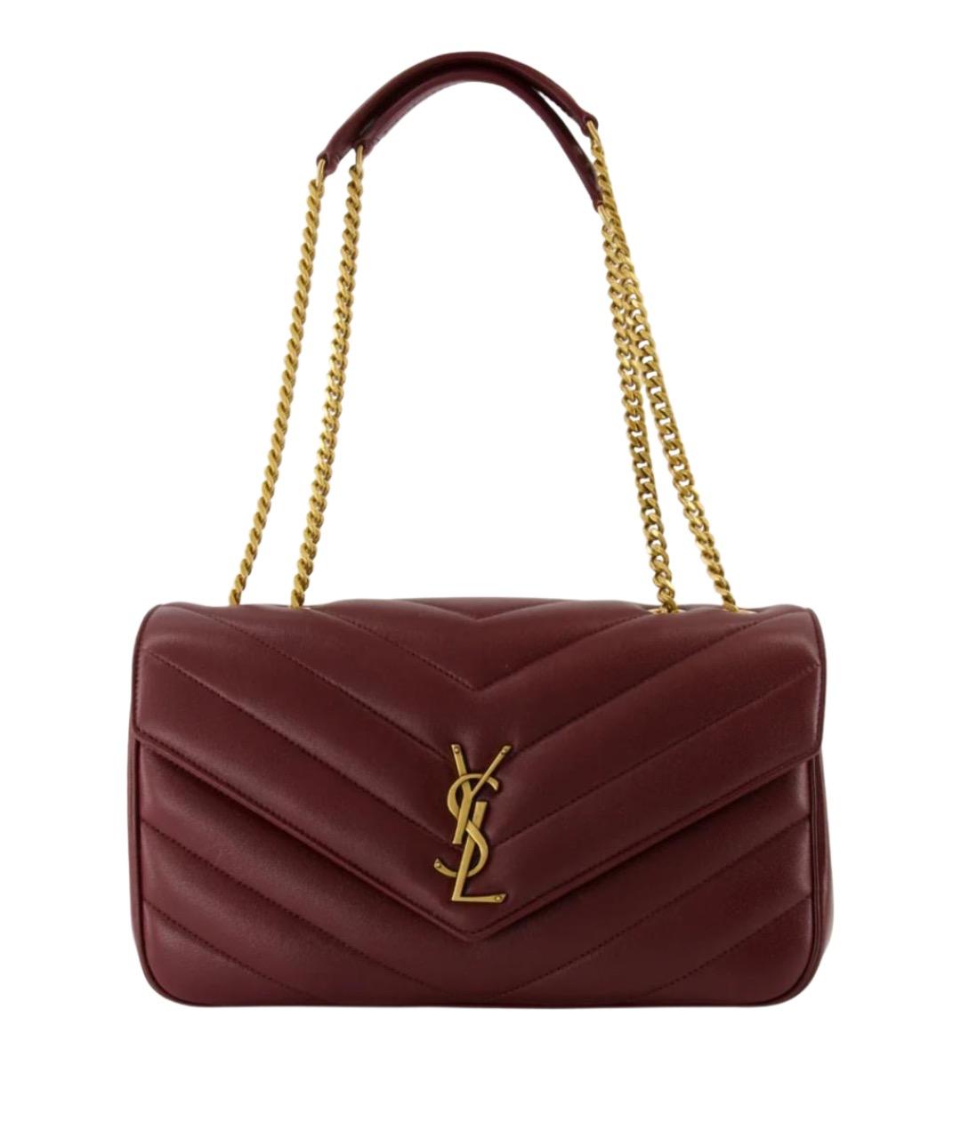 SAINT LAURENT Бордовая кожаная сумка через плечо, фото 1