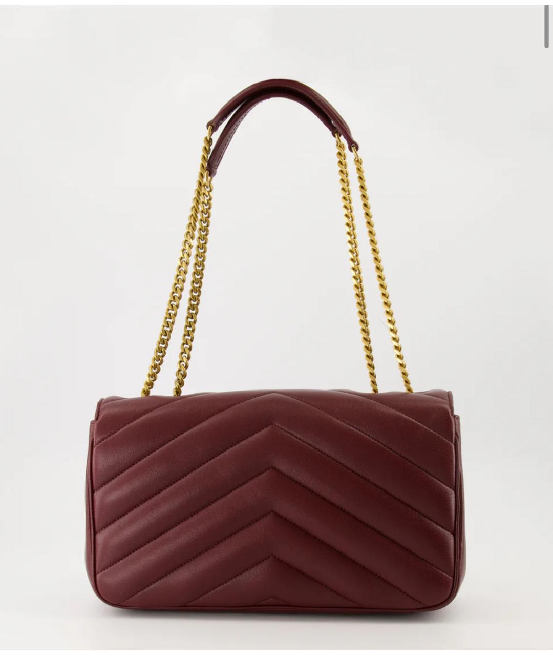 SAINT LAURENT Бордовая кожаная сумка через плечо, фото 2