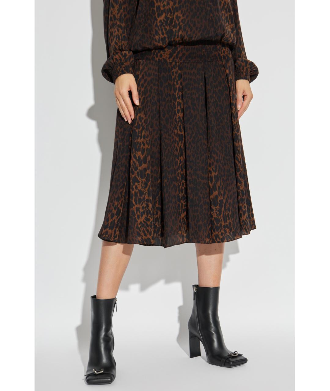 BALENCIAGA Коричневая шелковая юбка миди, фото 3